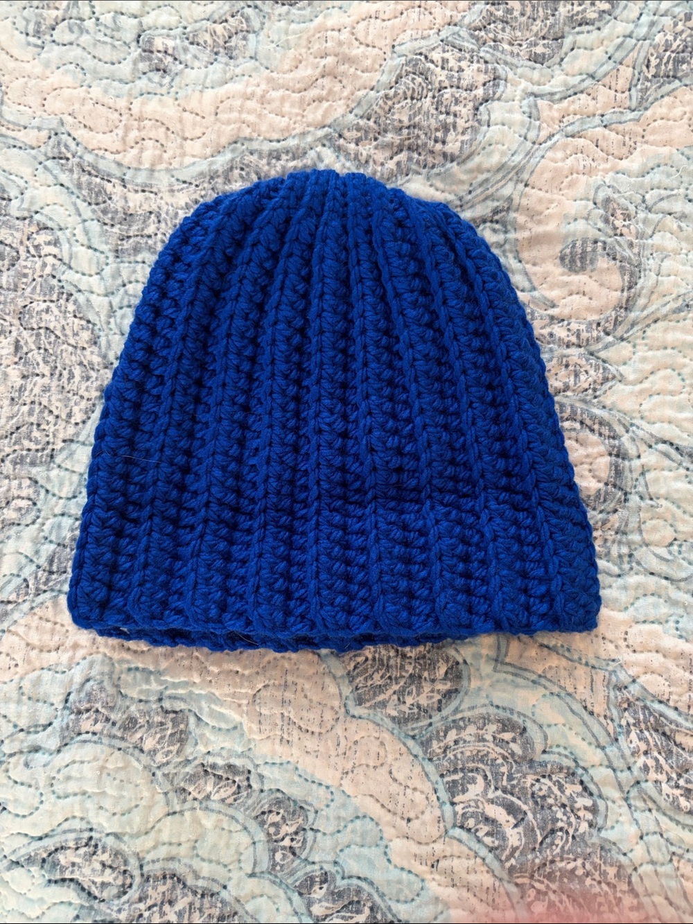 Hand Crafted Royal Blue Kids Knit Beanie Hat
